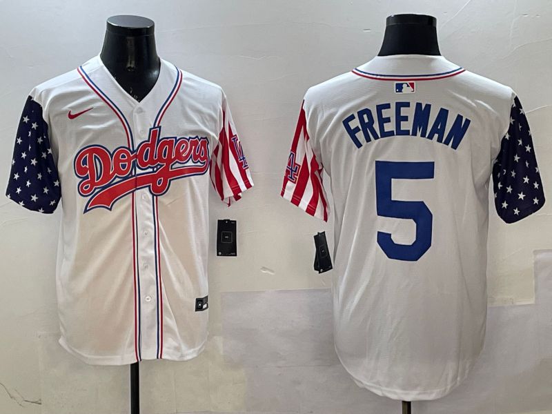 Men Los Angeles Dodgers 5 Freeman White a generation of national flags Joint name 2025 Nike MLB Jersey style 1